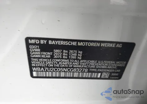 2022 BMW 750 I xDrive from USA, damaged, VIN WBA7U2C05NCG83278